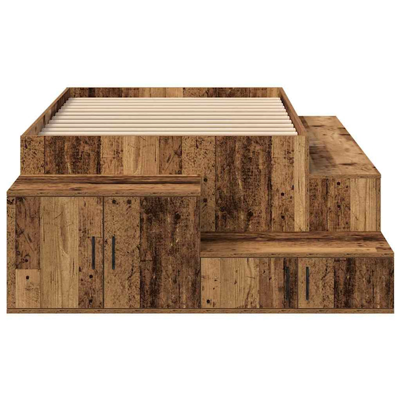 vidaXL Ágykeret tárolóval fiókkal Régi fa 234 x 103 x 53.5 cm Faanyag