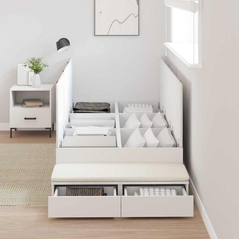 vidaXL Ágykeret tárolóval fiókkal Fehér 236.5 x 90 x 31.5 cm Faanyag