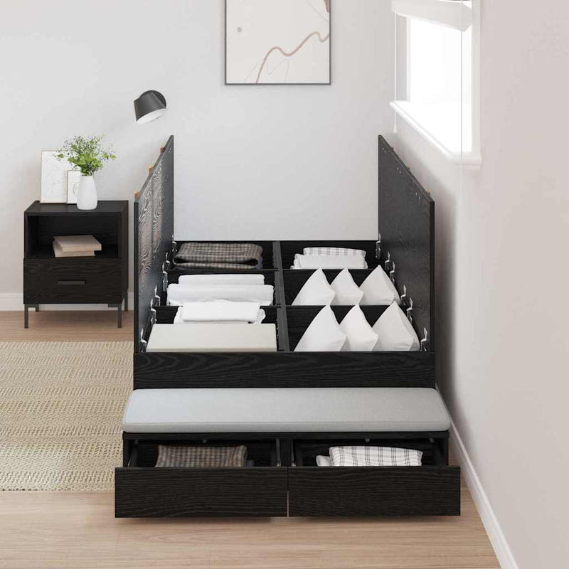 vidaXL Ágykeret tárolóval Musta tammi 236.5 x 90 x 31.5 cm Faanyag