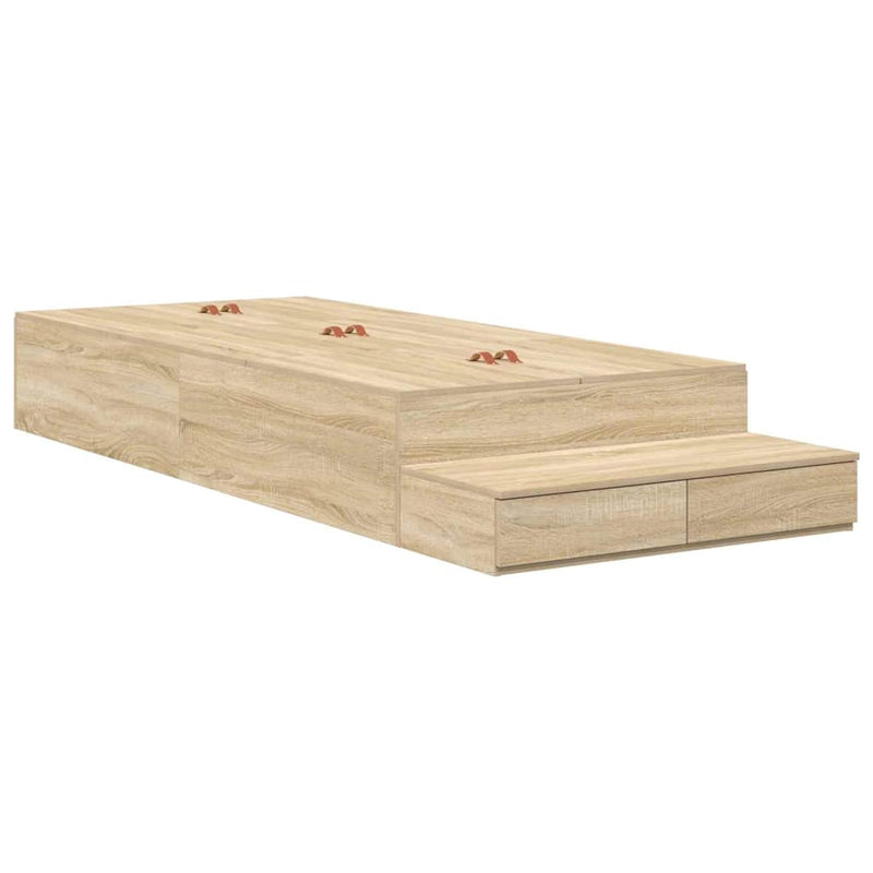 vidaXL Ágykeret tárolóval Sonoma tölgy 236.5 x 90 x 31.5 cm Faanyag