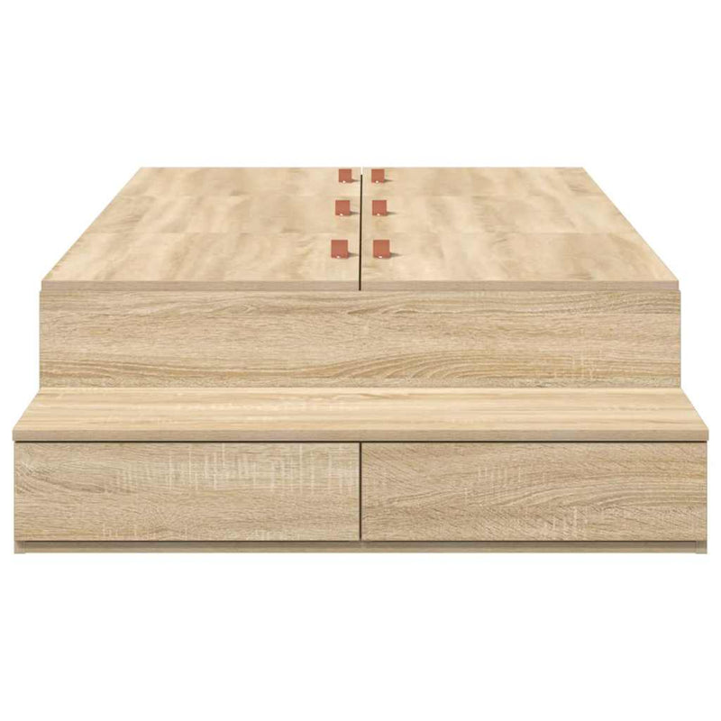 vidaXL Ágykeret tárolóval Sonoma tölgy 236.5 x 90 x 31.5 cm Faanyag