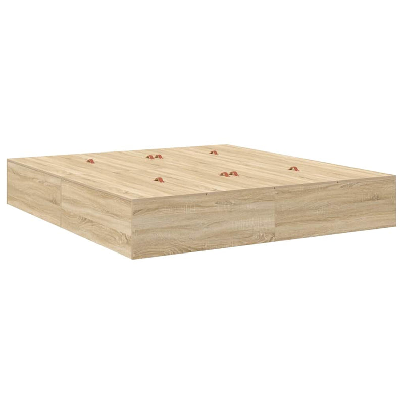 vidaXL Ágykeret tárolóval Sonoma tölgy 236.5 x 200 x 31.5 cm Faanyag