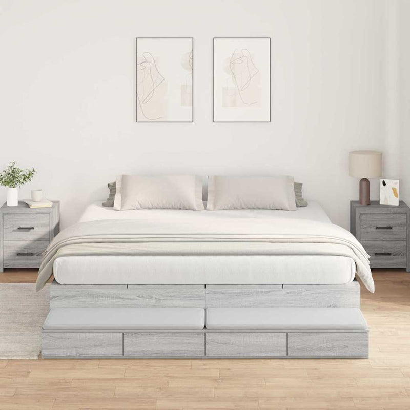 vidaXL Ágykeret tárolóval Szürke sonoma 236.5 x 200 x 31.5 cm Faanyag