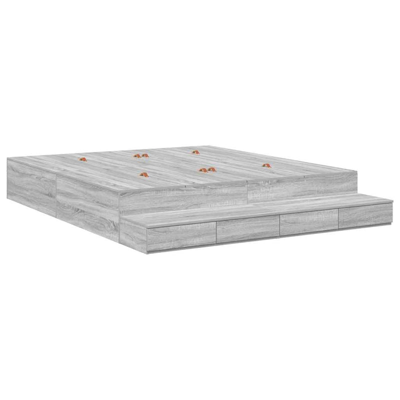 vidaXL Ágykeret tárolóval Szürke sonoma 236.5 x 200 x 31.5 cm Faanyag
