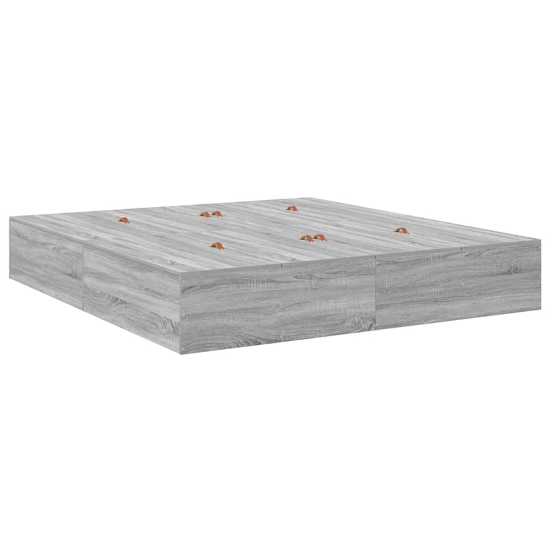 vidaXL Ágykeret tárolóval Szürke sonoma 236.5 x 200 x 31.5 cm Faanyag