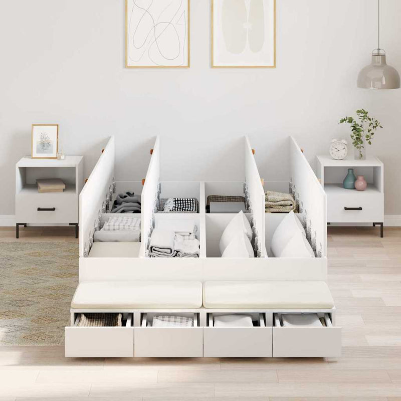 vidaXL Ágykeret tárolóval fiókkal Fehér 236.5 x 120 x 31.5 cm Faanyag