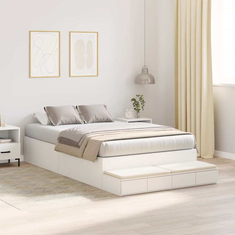vidaXL Ágykeret tárolóval fiókkal Fehér 236.5 x 120 x 31.5 cm Faanyag