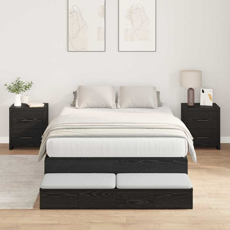 vidaXL Ágykeret tárolóval Musta tammi 236.5 x 120 x 31.5 cm Faanyag