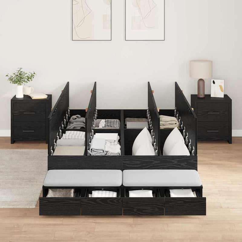 vidaXL Ágykeret tárolóval Musta tammi 236.5 x 120 x 31.5 cm Faanyag