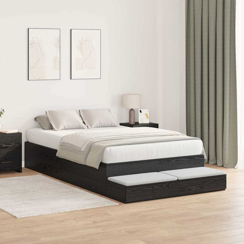 vidaXL Ágykeret tárolóval Musta tammi 236.5 x 120 x 31.5 cm Faanyag