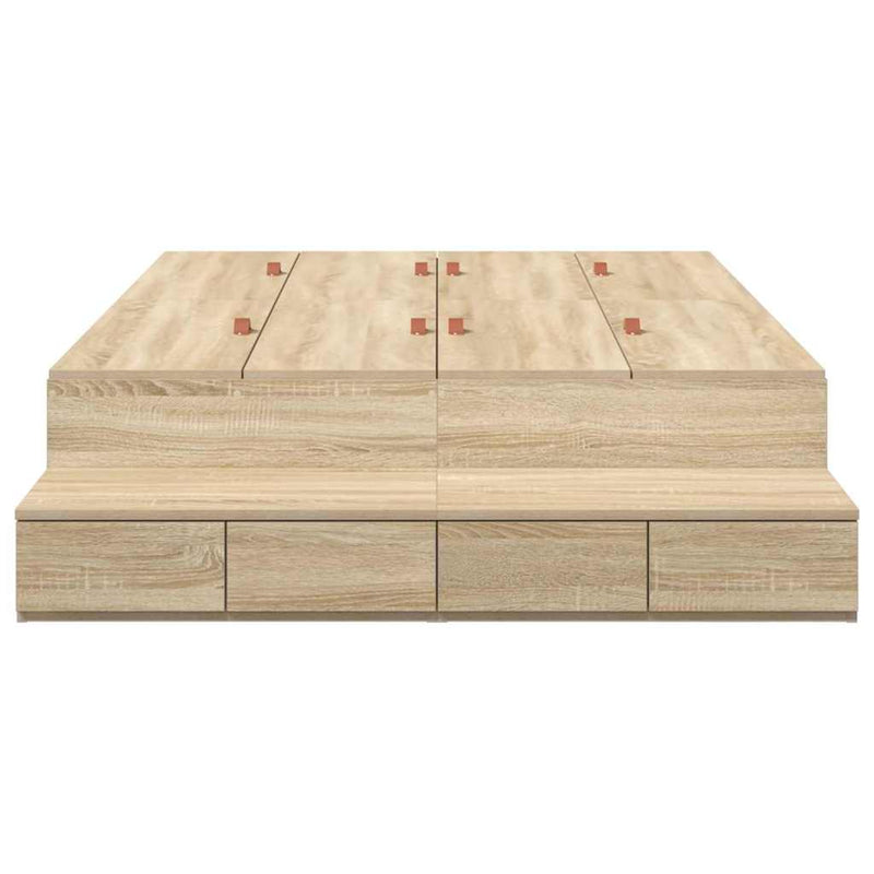 vidaXL Ágykeret tárolóval Sonoma tölgy 236.5 x 120 x 31.5 cm Faanyag
