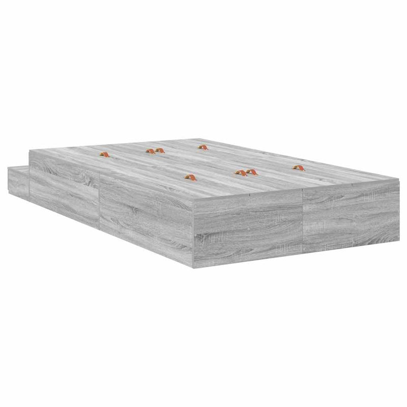 vidaXL Ágykeret tárolóval Szürke sonoma 236.5 x 120 x 31.5 cm Faanyag