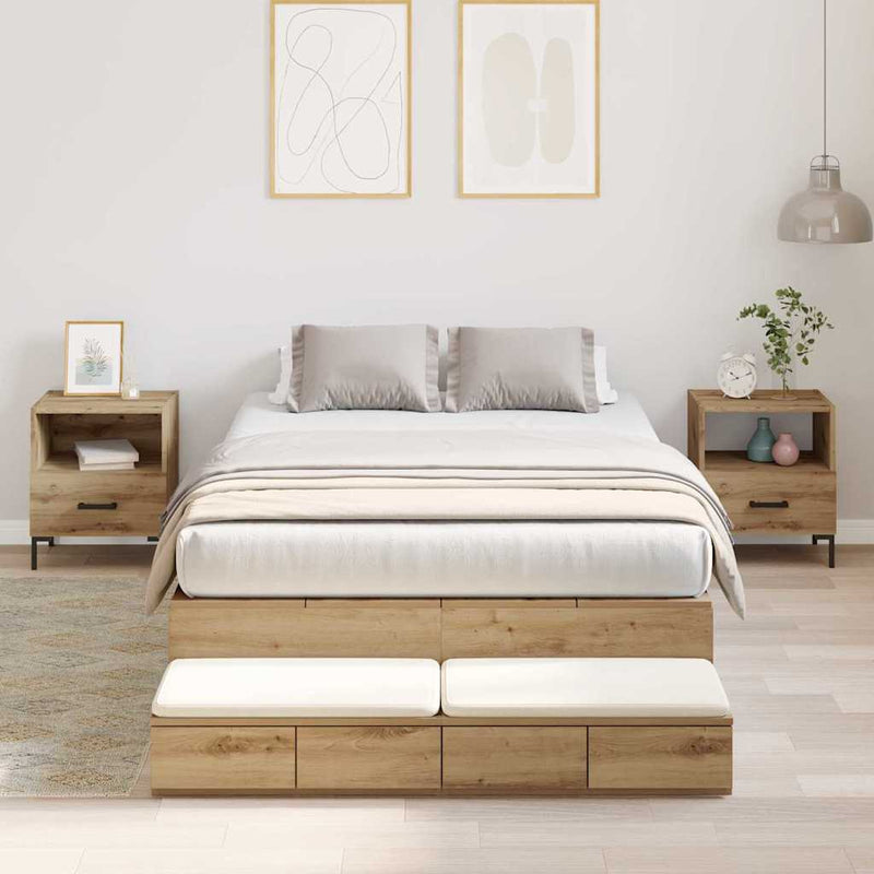 vidaXL Ágykeret tárolóval kézműves tölgy 236.5 x 120 x 31.5 cm Faanyag