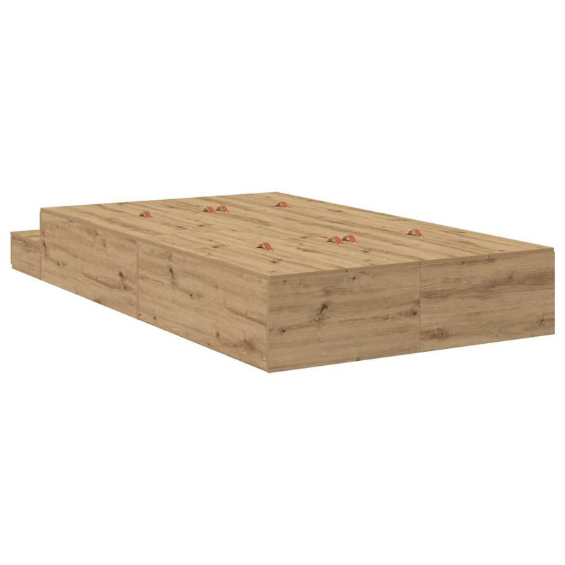 vidaXL Ágykeret tárolóval kézműves tölgy 236.5 x 120 x 31.5 cm Faanyag