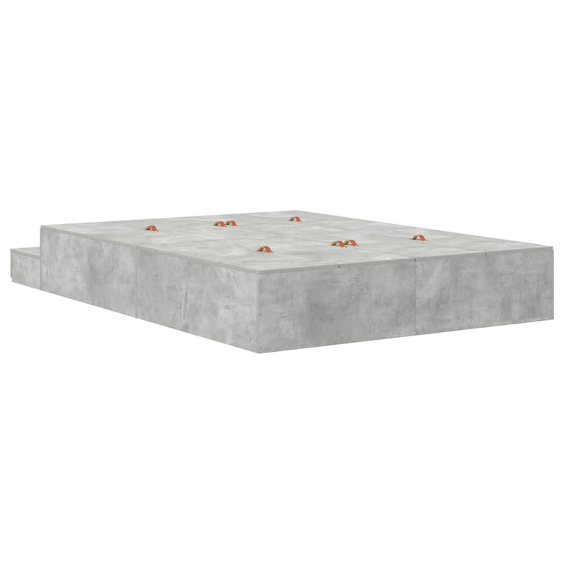 vidaXL Ágykeret tárolóval Beton Szürke 236.5 x 140 x 31.5 cm Faanyag