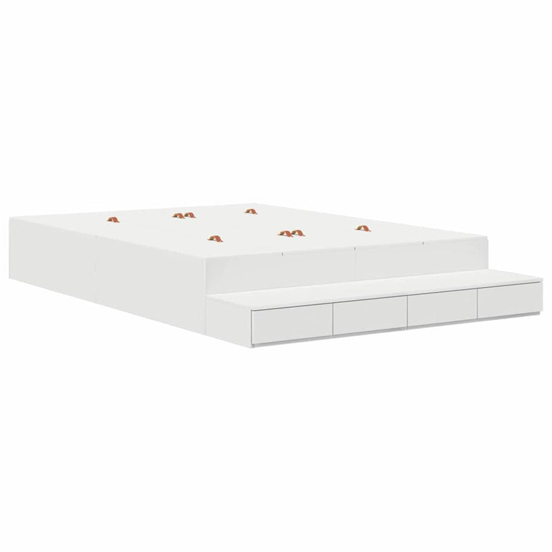 vidaXL Ágykeret tárolóval fiókkal Fehér 236.5 x 150 x 31.5 cm Faanyag