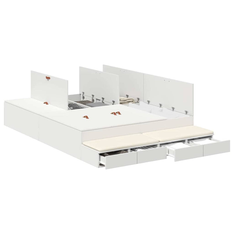 vidaXL Ágykeret tárolóval fiókkal Fehér 236.5 x 150 x 31.5 cm Faanyag