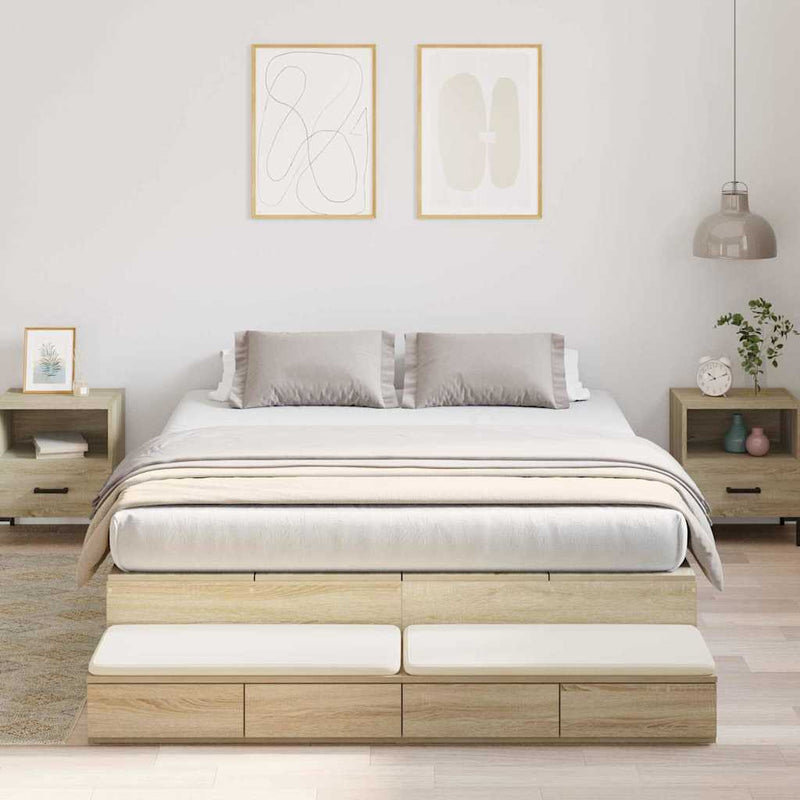 vidaXL Ágykeret tárolóval Sonoma tölgy 236.5 x 150 x 31.5 cm Faanyag