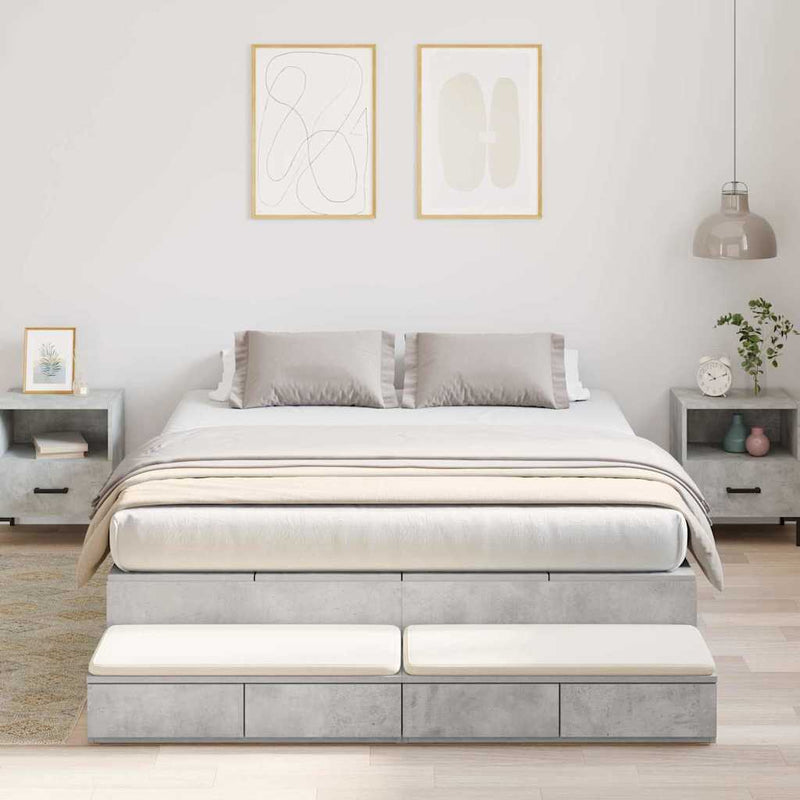 vidaXL Ágykeret tárolóval Beton Szürke 236.5 x 150 x 31.5 cm Faanyag