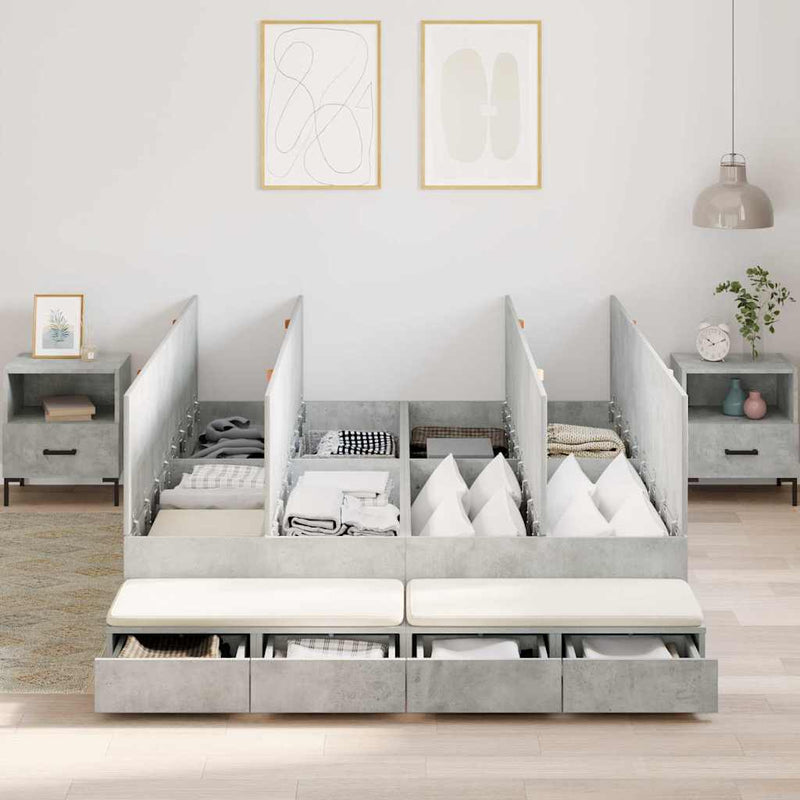 vidaXL Ágykeret tárolóval Beton Szürke 236.5 x 150 x 31.5 cm Faanyag