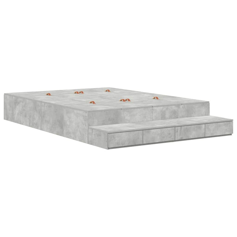 vidaXL Ágykeret tárolóval Beton Szürke 236.5 x 150 x 31.5 cm Faanyag