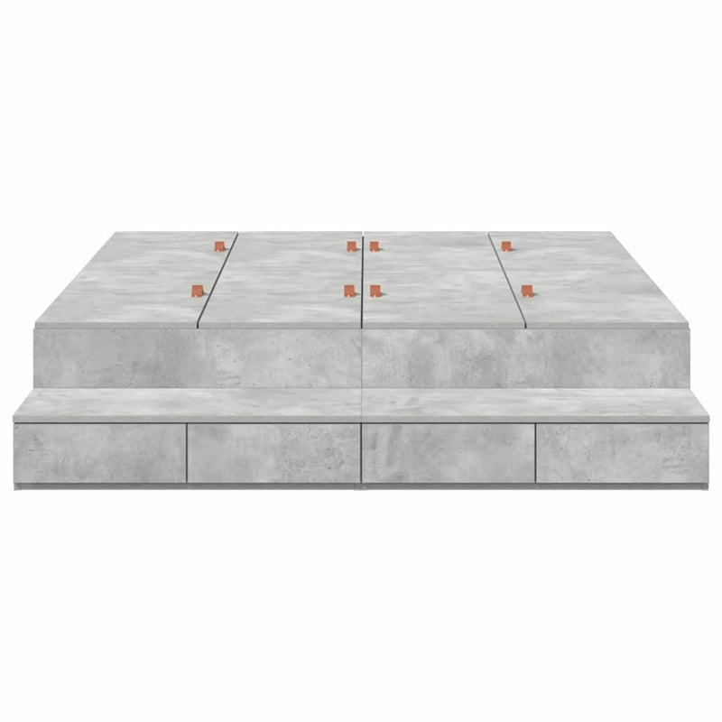 vidaXL Ágykeret tárolóval Beton Szürke 236.5 x 150 x 31.5 cm Faanyag