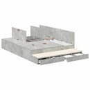 vidaXL Ágykeret tárolóval fiókkal Beton Szürke 150 cm Faanyag