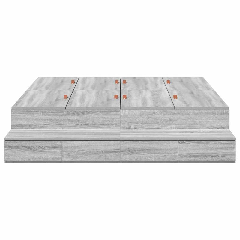 vidaXL Ágykeret tárolóval Szürke sonoma 236.5 x 150 x 31.5 cm Faanyag