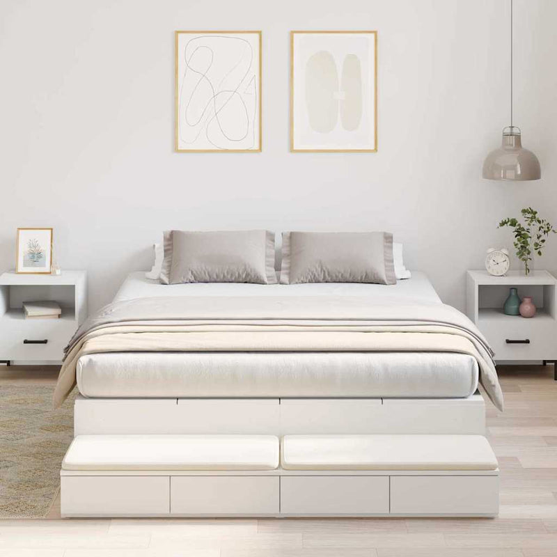 vidaXL Ágykeret tárolóval fiókkal Fehér 236.5 x 160 x 31.5 cm Faanyag