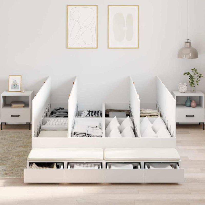 vidaXL Ágykeret tárolóval fiókkal Fehér 236.5 x 160 x 31.5 cm Faanyag