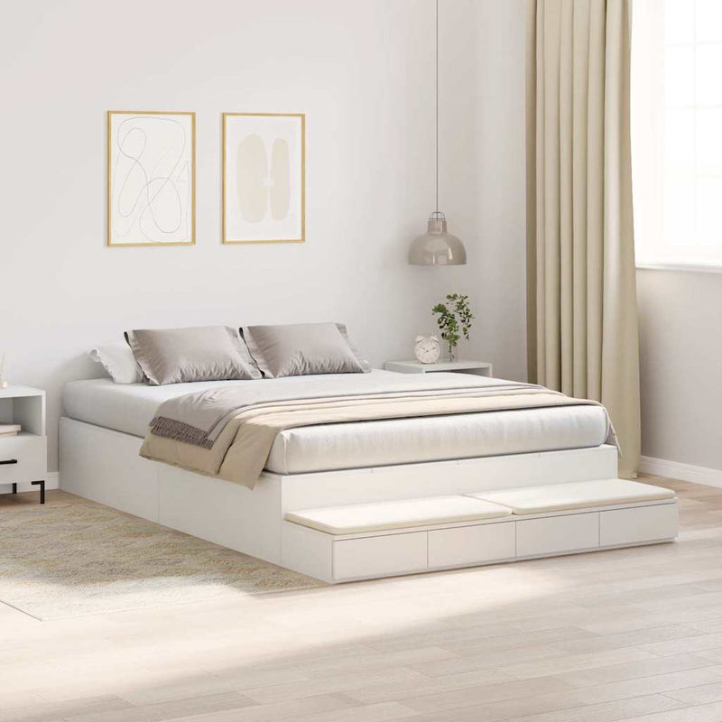 vidaXL Ágykeret tárolóval fiókkal Fehér 236.5 x 160 x 31.5 cm Faanyag