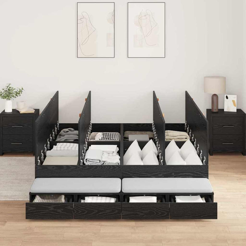 vidaXL Ágykeret tárolóval Musta tammi 236.5 x 160 x 31.5 cm Faanyag
