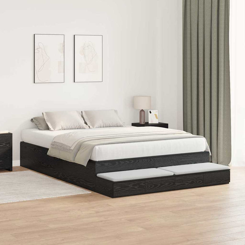 vidaXL Ágykeret tárolóval Musta tammi 236.5 x 160 x 31.5 cm Faanyag