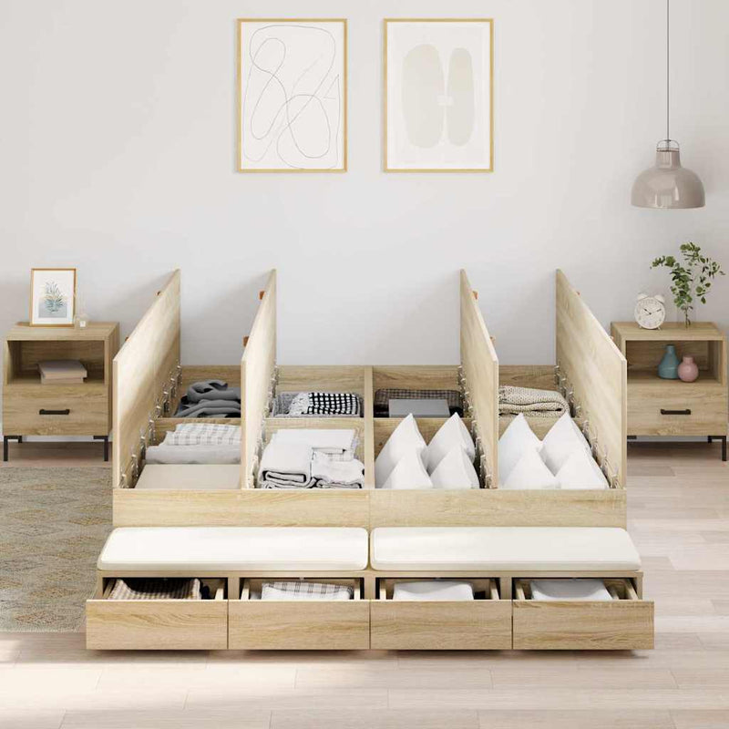 vidaXL Ágykeret tárolóval Sonoma tölgy 236.5 x 160 x 31.5 cm Faanyag