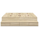 vidaXL Ágykeret tárolóval Sonoma tölgy 236.5 x 160 x 31.5 cm Faanyag
