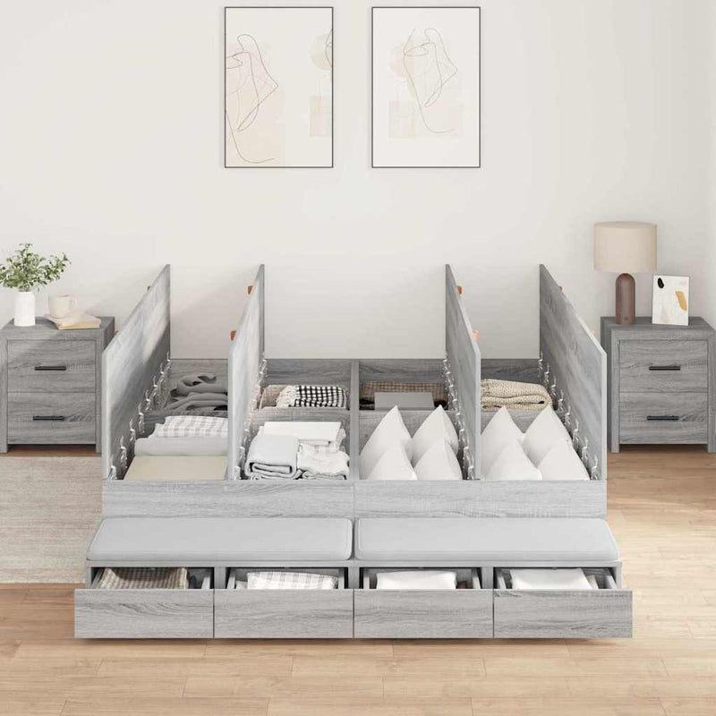 vidaXL Ágykeret tárolóval Szürke sonoma 236.5 x 160 x 31.5 cm Faanyag