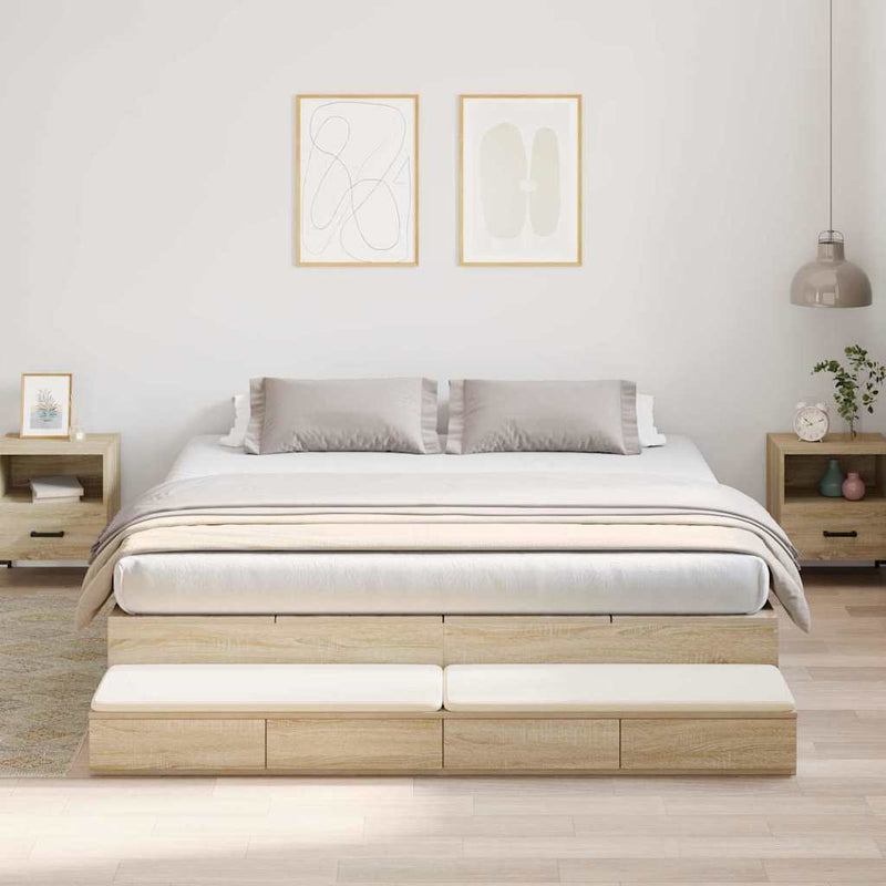 vidaXL Ágykeret tárolóval Sonoma tölgy 236.5 x 180 x 31.5 cm Faanyag
