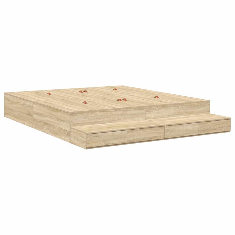 vidaXL Ágykeret tárolóval Sonoma tölgy 236.5 x 180 x 31.5 cm Faanyag