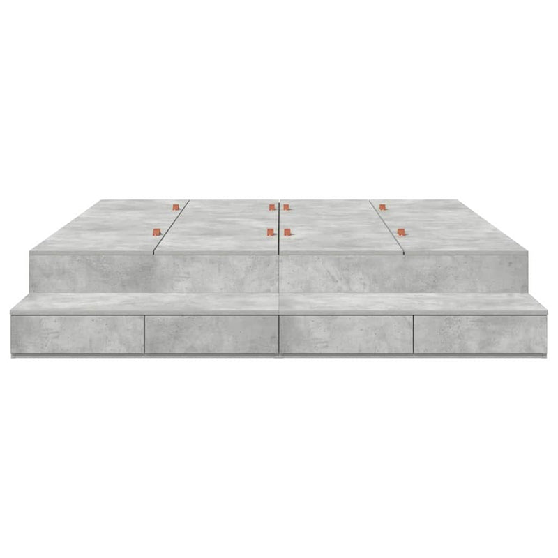 vidaXL Ágykeret tárolóval Beton Szürke 236.5 x 180 x 31.5 cm Faanyag