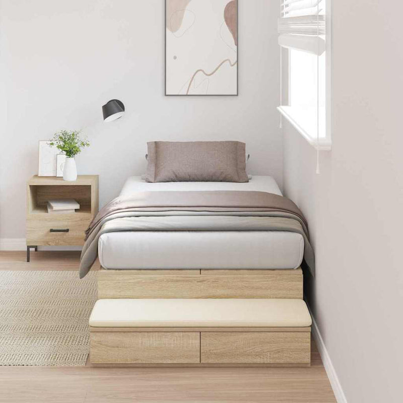 vidaXL Ágykeret tárolóval Sonoma tölgy 226.5 x 90 x 31.5 cm Faanyag