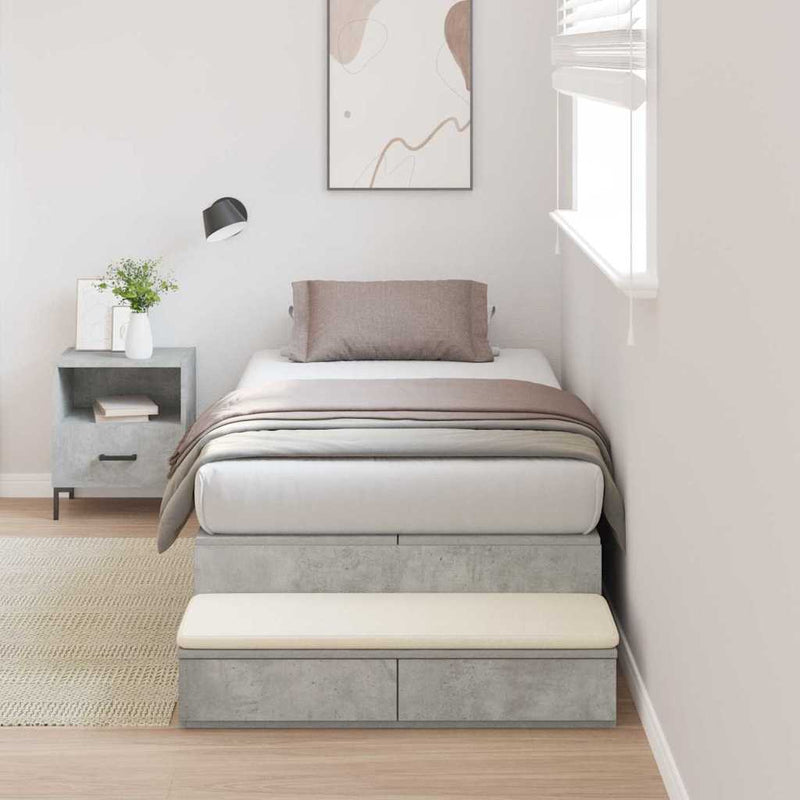vidaXL Ágykeret tárolóval Beton Szürke 226.5 x 90 x 31.5 cm Faanyag