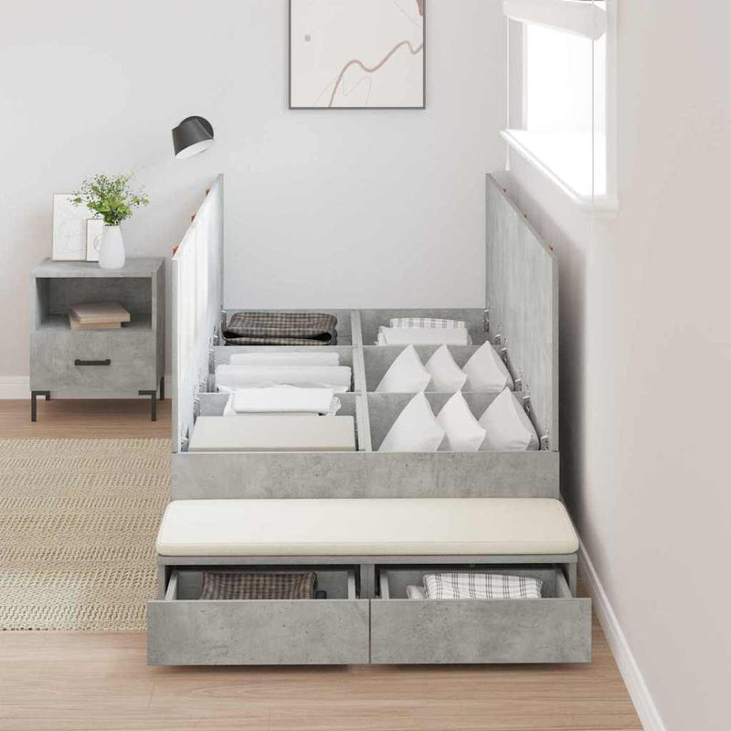 vidaXL Ágykeret tárolóval Beton Szürke 226.5 x 90 x 31.5 cm Faanyag