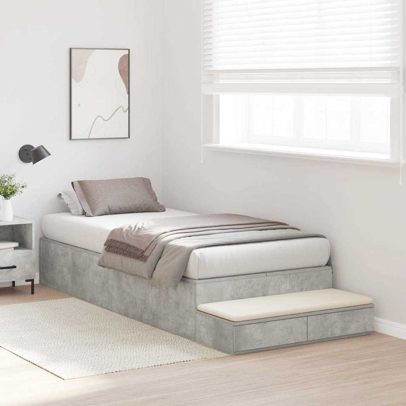 vidaXL Ágykeret tárolóval Beton Szürke 226.5 x 90 x 31.5 cm Faanyag