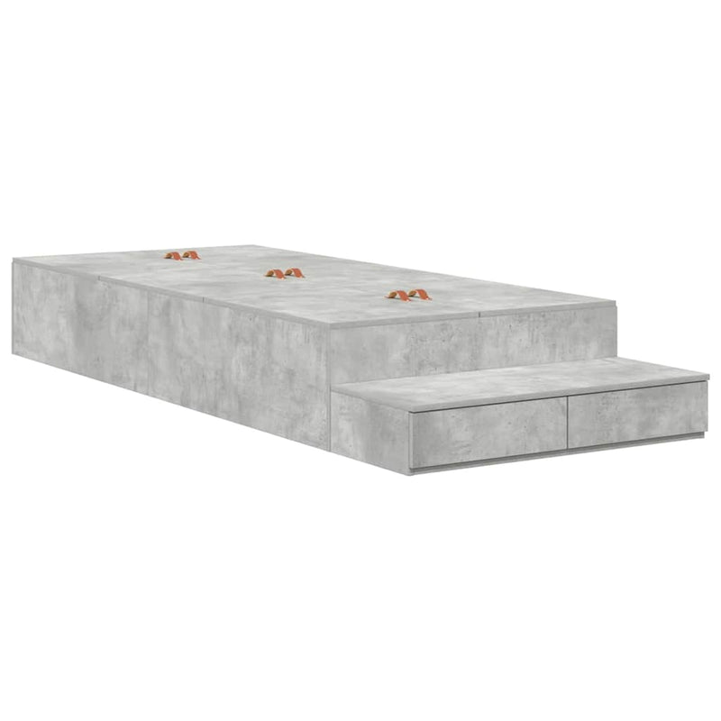 vidaXL Ágykeret tárolóval Beton Szürke 226.5 x 90 x 31.5 cm Faanyag