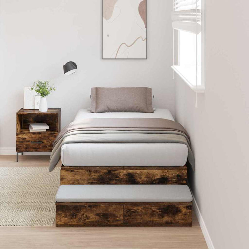 vidaXL Ágykeret tárolóval Füstölt tölgy 226.5 x 75 x 31.5 cm Faanyag