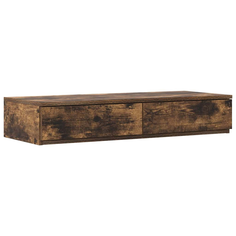 vidaXL Ágykeret tárolóval Füstölt tölgy 226.5 x 75 x 31.5 cm Faanyag