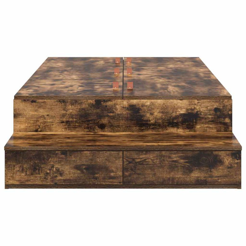 vidaXL Ágykeret tárolóval Füstölt tölgy 226.5 x 75 x 31.5 cm Faanyag