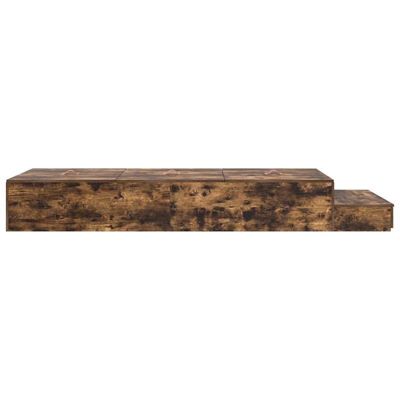 vidaXL Ágykeret tárolóval Füstölt tölgy 226.5 x 75 x 31.5 cm Faanyag