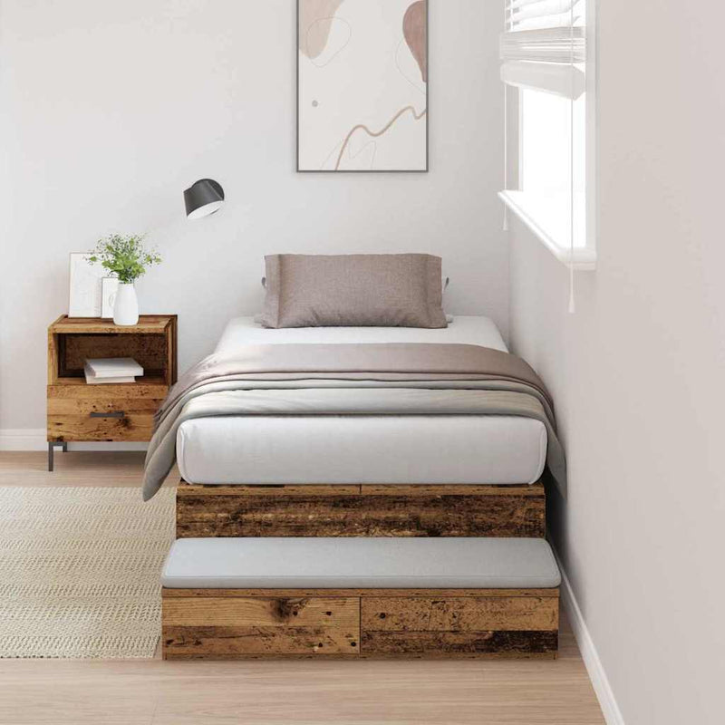 vidaXL Ágykeret tárolóval fiókkal Régi fa 226.5 x 75 x 31.5 cm Faanyag