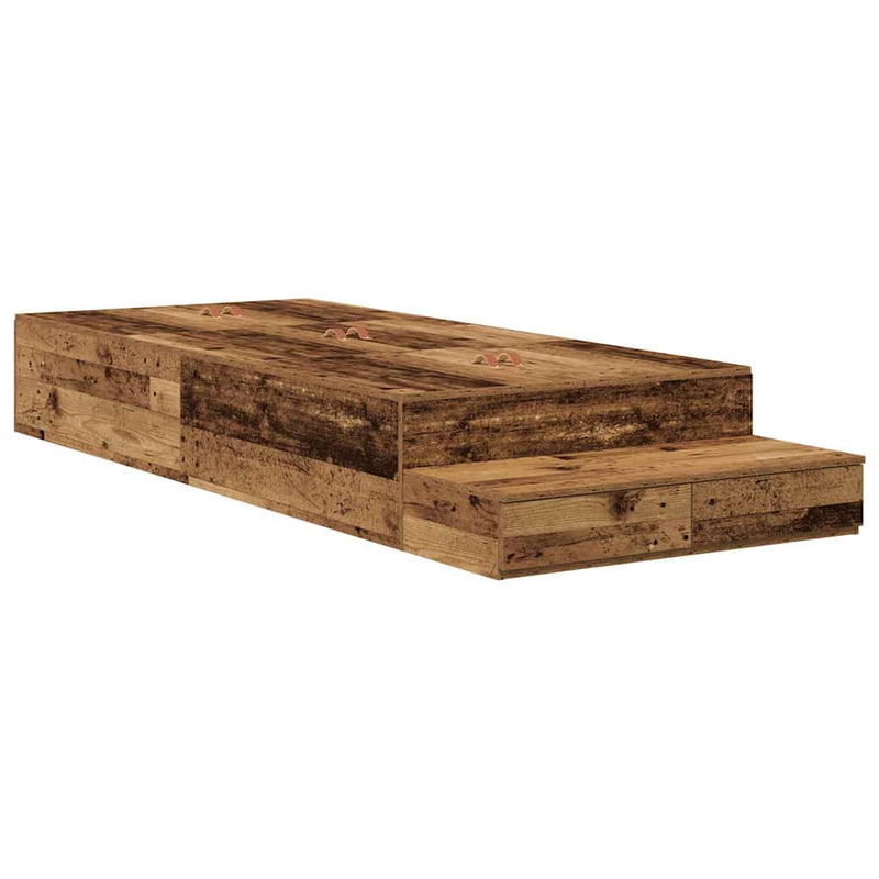 vidaXL Ágykeret tárolóval fiókkal Régi fa 226.5 x 75 x 31.5 cm Faanyag